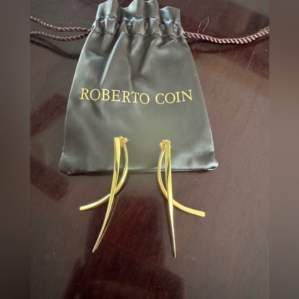 18k yellow gold ROBERTO COIN 2 PIECE CURVED LINE EARRING